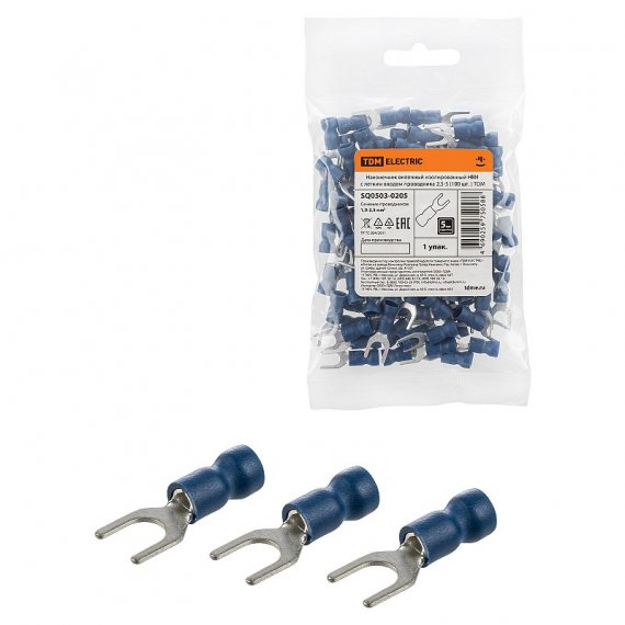 Фотография товара 'Tdm SQ0503-0205 Наконечник вилочный изолированный НВИ с легким вводом проводника 2,5-5'