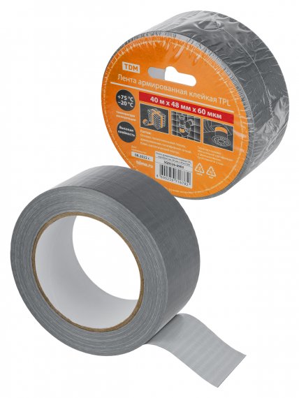 Фотография товара 'Tdm Лента армированная клейкая TPL, серебристая, 48 мм х 40 м, SQ0526-0903'