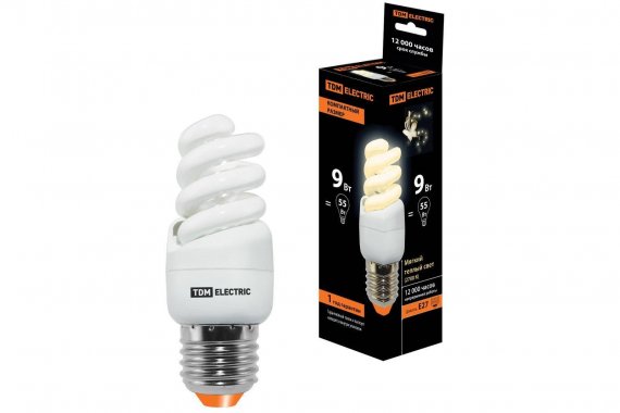 Фотография товара 'Tdm Лампа энергосберегающая КЛЛ-FSТ2-9 Вт-2700 К–Е27 КОМПАКТ (35х95 мм), SQ0323-0171'