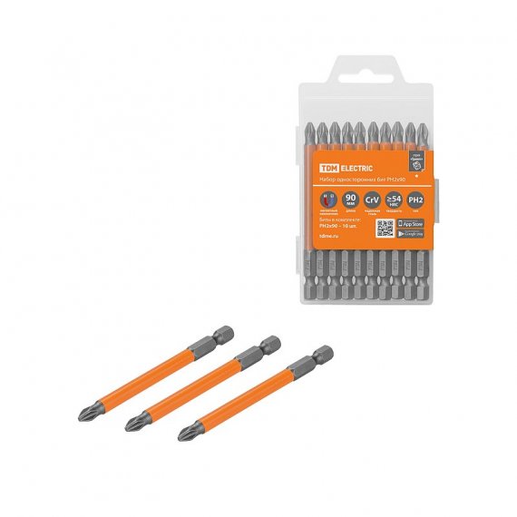 Фотография товара 'Tdm SQ1019-0348 Набор бит PH2x90, односторонних, сталь CrV, Е 1/4"'