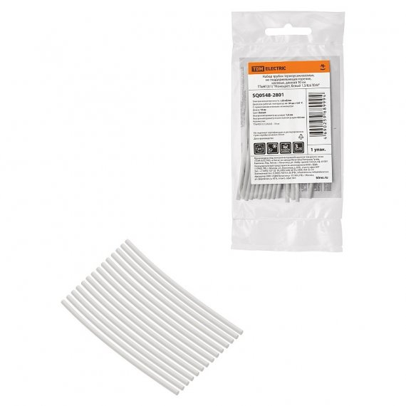 Фотография товара 'Tdm SQ0548-2801 Набор трубок термоусаживаемых, клеевых "Моноцвет, белый 1,5/0,6'