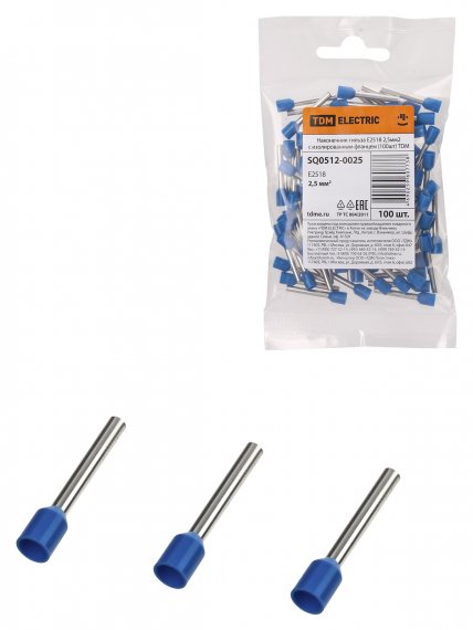 Фотография товара 'Tdm Наконечник-гильза Е2518 2,5мм2 с изолированным фланцем, SQ0512-0025'