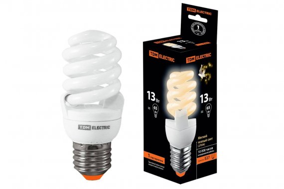 Фотография товара 'Tdm Лампа энергосберегающая КЛЛ-FSТ2-13 Вт-2700 К–Е27 (42х98 мм), SQ0323-0062'