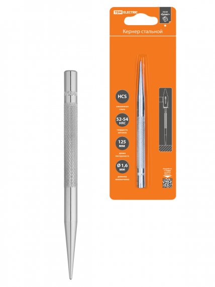 Фотография товара 'Tdm SQ1022-0502 Кернер Ø1,6 мм, длина 125 мм, высокоуглеродистая сталь'