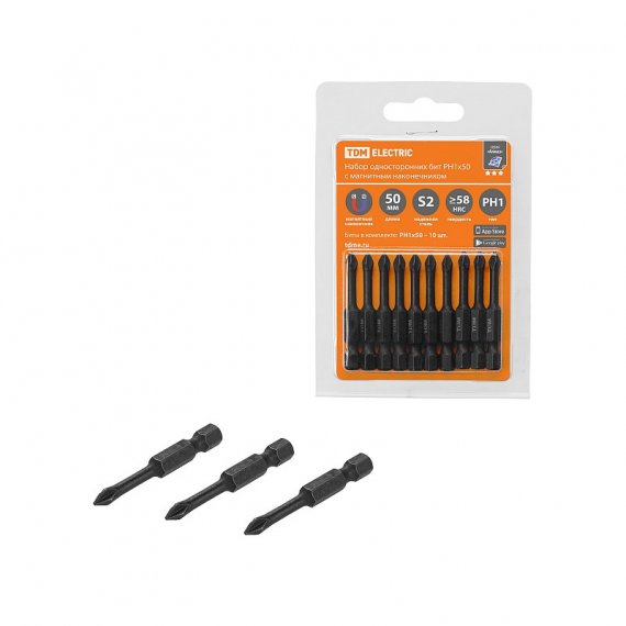 Фотография товара 'Tdm SQ1019-0424 Набор бит PH1x50, односторонних, сталь S2, Е 1/4", намагниченные, торсионные'