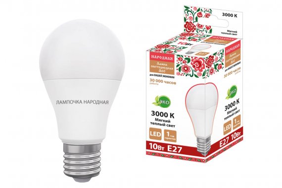 Фотография товара 'Tdm Лампа светодиодная НЛ-LED230-A60-10 Вт-230 В-3000 К-Е27, (60х106 мм), SQ0340-1626'