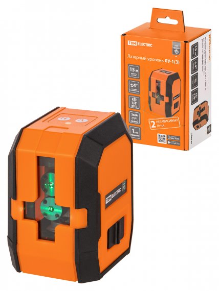 Фотография товара 'Tdm Лазерный уровень ЛУ-1(З), 15 м ± 1 мм/5 м, два луча, 520 нм, зеленый луч, резьба 1/4, «Гранит», SQ1018-0301'