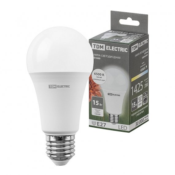 Фотография товара 'Tdm SQ0340-0381 Лампа светодиодная А60 15 Вт, 230 В, 6500 К, E27'