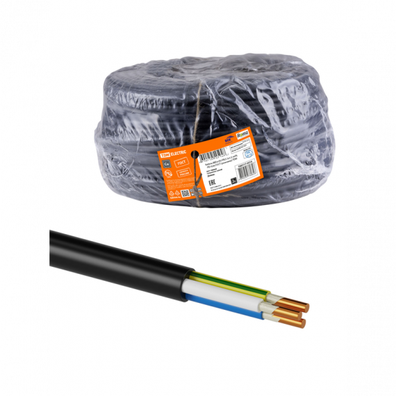 Фотография товара 'Tdm SQ0117-0514 Кабель ВВГнг(А)-FRLS 3х1,5 ок(N, PE)-0,66 ГОСТ'