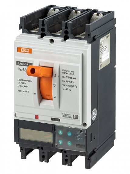 Фотография товара 'Tdm Автоматический выключатель ВА89-37 3Р 630А 70кА (ЭР-ЖК дисплей), SQ0751-0144'