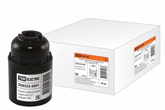 Фотография товара 'Tdm Патрон карболитовый подвесной, Е27 SQ0335-0001'