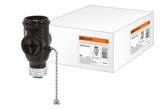 Фотография товара 'Tdm Патрон-розетка карболитовый с выключателем, Е27 SQ0335-0026'