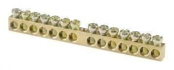 Фотография товара 'Tdm CK0103-0003 Шина "N, PE" латунная 6х9мм 14/1'