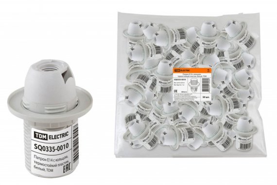 Фотография товара 'Tdm Патрон Е14 с кольцом, термостойкий пластик SQ0335-0010'