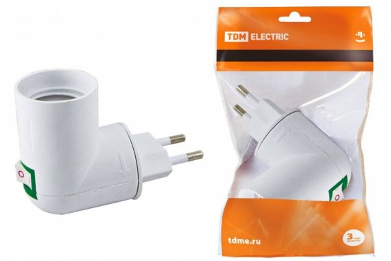 Фотография товара 'Tdm Переходник вилка-Е27 с выключателем SQ0335-1007'