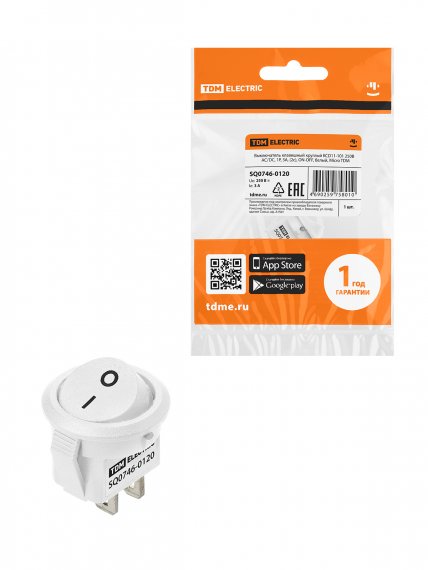 Фотография товара 'Tdm SQ0746-0120 KCD11-101 250В AC/DC, 1P, 3А, (2с), ON-OFF'