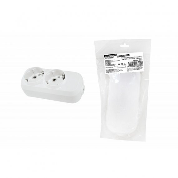 Фотография товара 'Tdm SQ1806-0414 Колодка розеточная 2 гнезда 2П+З 16А 250В белая серии "Народная"'