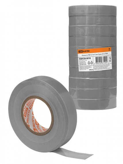 Фотография товара 'Tdm SQ0526-0018 Изолента ПВХ 0,13х15 мм Серая 20 м'