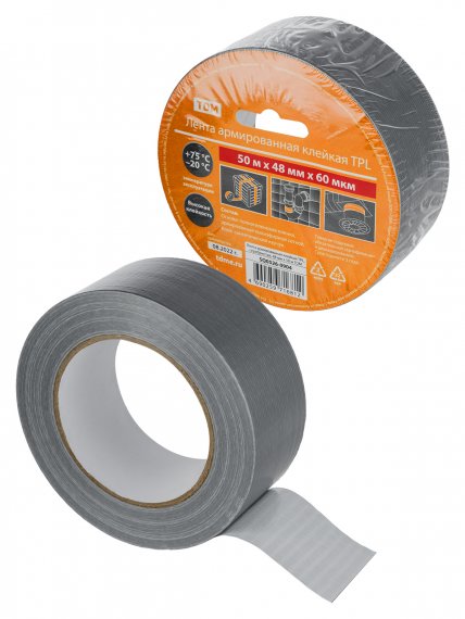 Фотография товара 'Tdm Лента армированная клейкая TPL, серебристая, 48 мм х 50 м, SQ0526-0904'