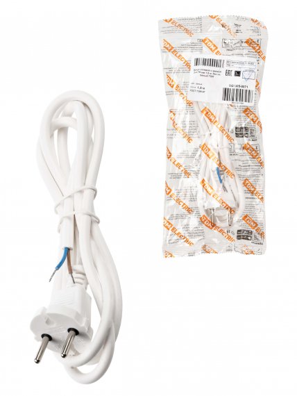 Фотография товара 'Tdm Шнур сетевой с вилкой ПВС 2x0,75мм2 1,5м, SQ1305-0071'