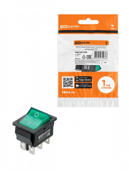 Фотография товара 'Tdm SQ0746-0169 KCD4-202N 250В AC/DC, 2P, 15А, (6с), ON-ON'