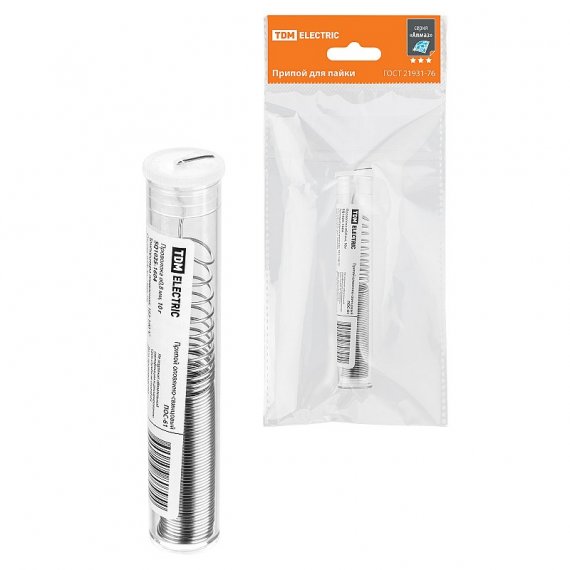 Фотография товара 'Tdm SQ1025-1604 Припой ПОС 61, проволока, ГОСТ 21931-76, ?0,8 мм, 10 г'