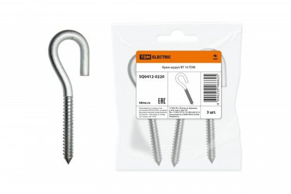 Фотография товара 'Tdm Крюк-шуруп ВТ 16 SQ0412-0220'
