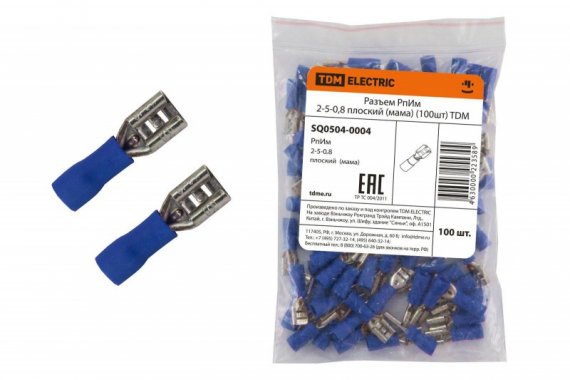 Фотография товара 'Tdm Разъем РпИм 2-5-0,8 плоский SQ0504-0004'