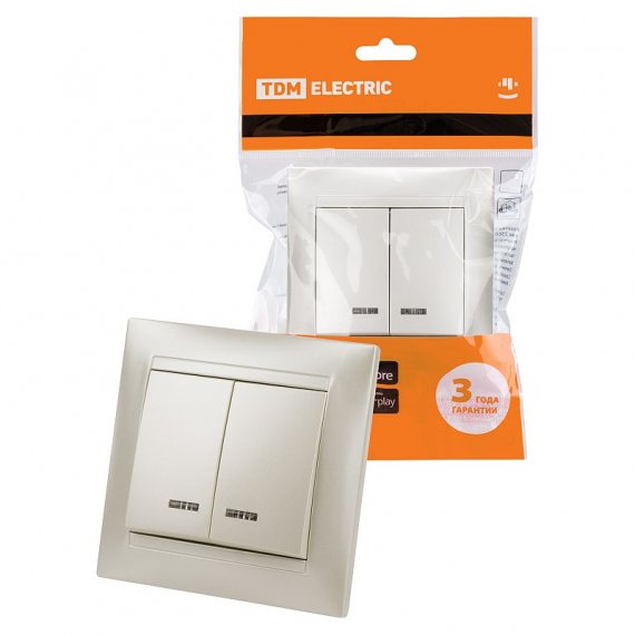 Фотография товара 'Tdm SQ1815-0805 Выключатель 2 кл. с подсветкой 10А'