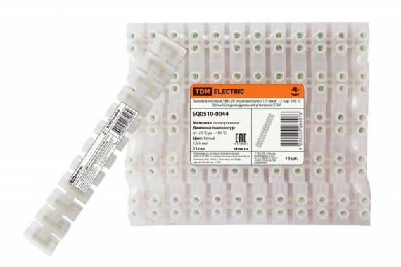 Фотография товара 'Tdm Зажим винтовой ЗВИ-20 полипропилен 1,5-6мм2 SQ0510-0044'