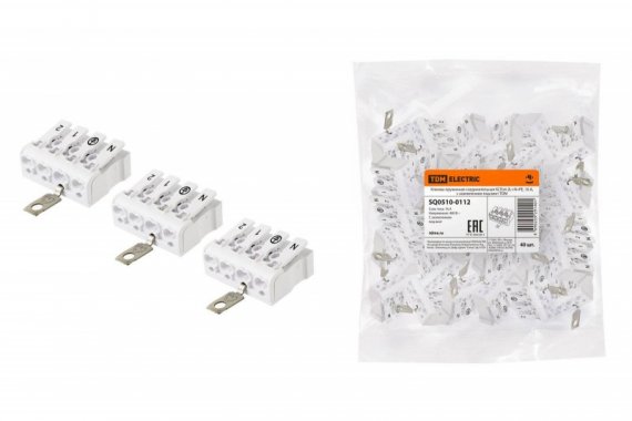 Фотография товара 'Tdm Клемма пружинная соединительная КСПз4-2L+N+PE, 16 A, с заземлением подвинт SQ0510-0112'