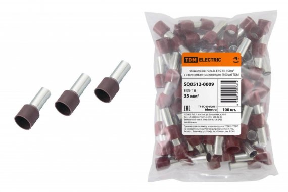 Фотография товара 'Tdm Наконечник-гильза Е35-16 35мм2 с изолированным фланцем SQ0512-0009'