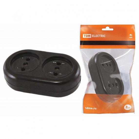 Фотография товара 'Tdm SQ1806-0103 Розеточная колодка 2 гнезда 2П 16А макс. 250B "Ретро"'