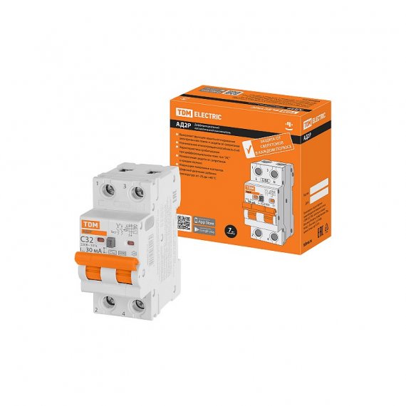 Фотография товара 'Tdm SQ0204-0614 Диф.автомат АД2P 2Р С32 30мА 6кА тип АС'