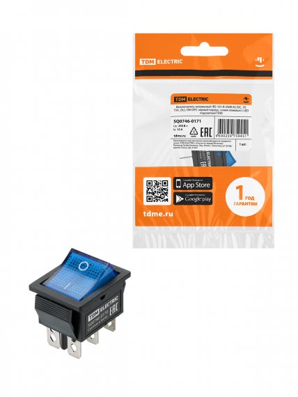 Фотография товара 'Tdm SQ0746-0170 KCD4-202N 250В AC/DC, 2P, 15А, (6с), ON-ON'