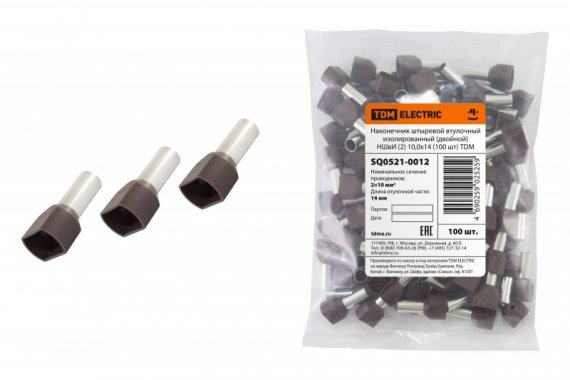 Фотография товара 'Tdm Наконечник штыревой втулочный изолированный (двойной) НШвИ SQ0521-0012'