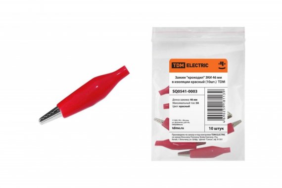 Фотография товара 'Tdm Зажим "крокодил" ЗКИ 5А 46мм в изоляции SQ0541-0003'