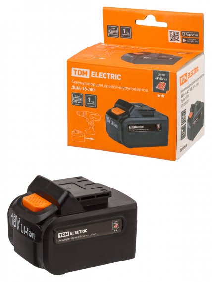 Фотография товара 'Tdm Аккумулятор для дрелей-шуруповертов ДША-18-ЛK1 18 В, 2 А*ч Li-Ion, SQ1030-0214'
