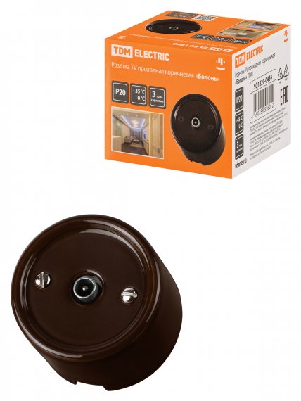 Фотография товара 'Tdm Розетка TV проходная коричневая «Болонь», SQ1820-0454'