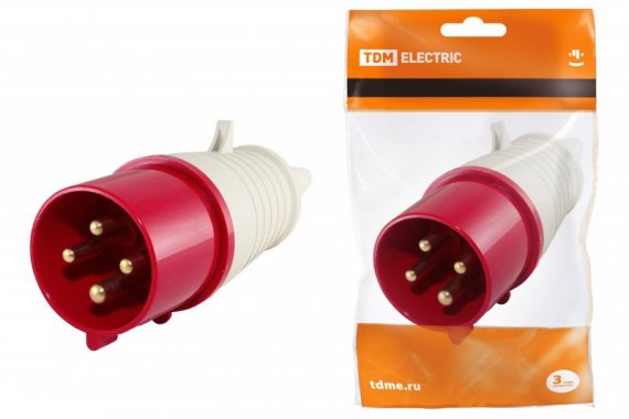 Фотография товара 'Tdm Вилка 024 3Р+РЕ 32А 380В IP44 SQ0601-0005'