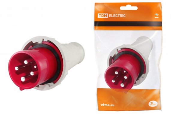 Фотография товара 'Tdm Вилка 034 3Р+РЕ 63А 380В IP54 SQ0601-0007'