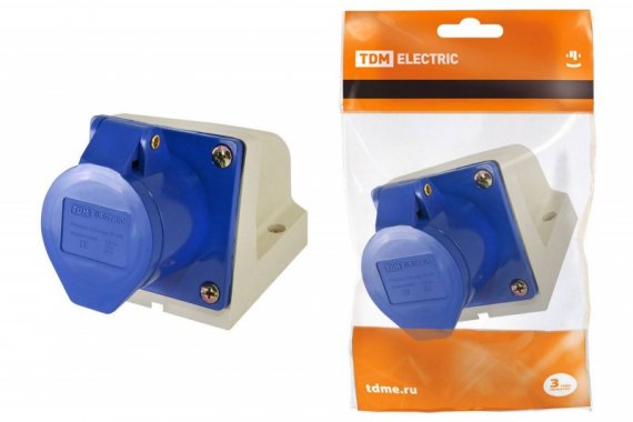 Фотография товара 'Tdm Розетка 113 стационарная 2Р+РЕ 16А 220В IP44 SQ0602-0001'