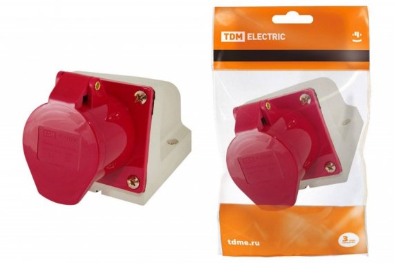 Фотография товара 'Tdm Розетка 124 стационарная 3Р+РЕ 32А 380В IP44 SQ0602-0005'