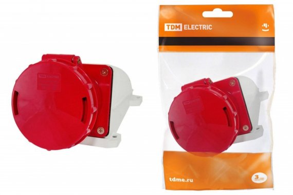 Фотография товара 'Tdm Розетка 134 стационарная 3Р+РЕ 63А 380В IP54 SQ0602-0007'