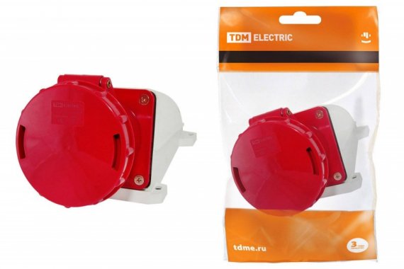 Фотография товара 'Tdm Розетка 135 стационарная 3Р+РЕ+N 63А 380В IP54 SQ0602-0008'