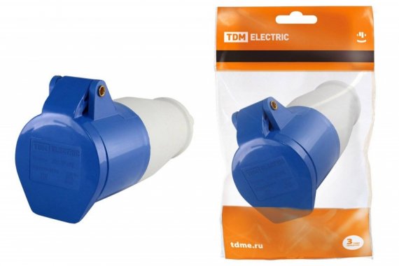 Фотография товара 'Tdm Розетка 223 переносная 2Р+РЕ 32А 220В IP44 SQ0603-0015'