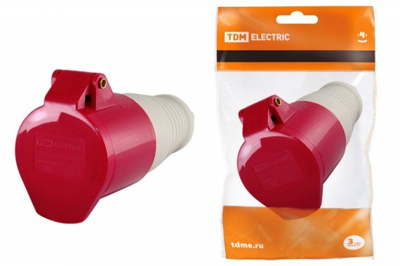 Фотография товара 'Tdm Розетка 224 переносная 3Р+РЕ 32А 380В IP44 SQ0603-0013'