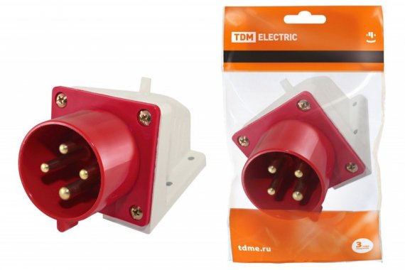 Фотография товара 'Tdm Вилка 524 стационарная 3Р+РЕ 32А 380В IP44 SQ0605-0015'