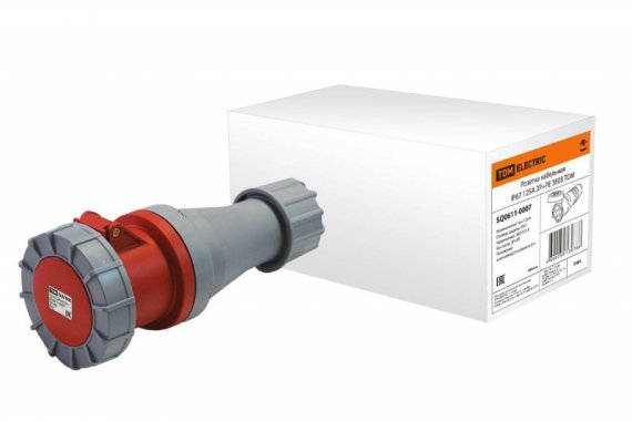 Фотография товара 'Tdm Розетка кабельная IP67 125А 3Р+РЕ 380В SQ0611-0007'