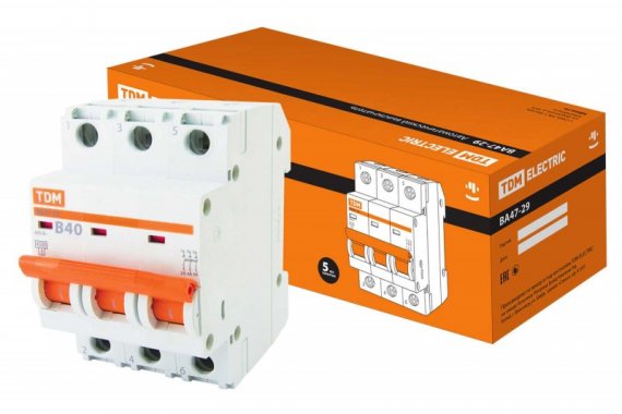 Фотография товара 'Tdm Автоматический выключатель ВА47-29 3Р 40А 4,5кА SQ0206-0046'